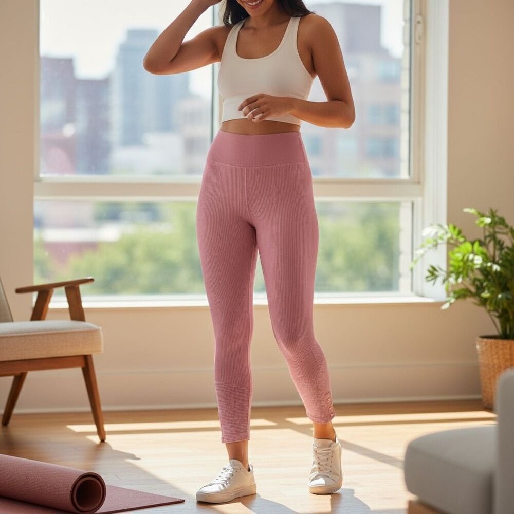 Offline‎ by Aerie Pink Ribbed Thermal Leggings Size Medium